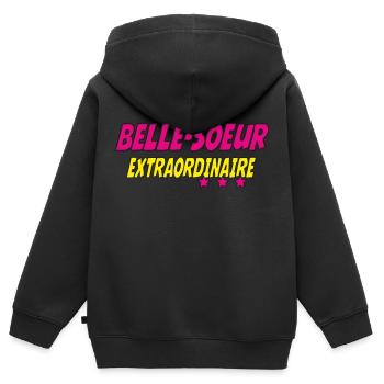 Belle Soeur EXTRAORDINAIRE - Sweat Premium à capuche zippé enfant bio - noir - Dos - AI Model Kid Male (0cm)