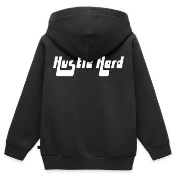 Bousculer dur - Sweat Premium à capuche zippé enfant bio - noir - Dos - AI Model Kid Male (0cm)