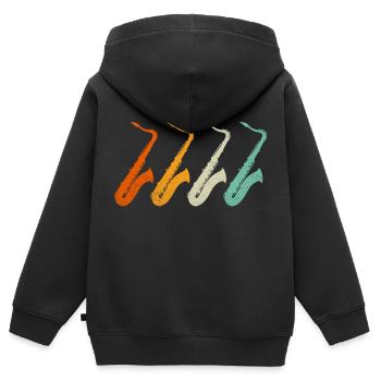 Saxophon Saxophon Saxophon - Kinder Premium Organic Zip Hoodie - Schwarz - Hinten - AI Model Kid Male (0cm)