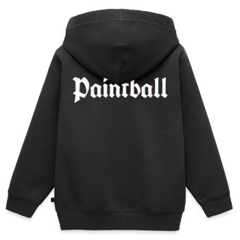 Rustic paintball logo with 3d distortion effect - Kids Premium Organic Zip-up Hoodie - black - Back - AI Model Kid Male (0cm)
