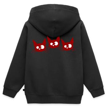 Drei Katzen Schielen Lustig 3 Verrückte Grimassen - Kinder Premium Organic Zip Hoodie - Schwarz - Hinten - AI Model Kid Male (0cm)