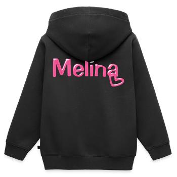 Melina Name Balloon Police - Sweat Premium à capuche zippé enfant bio - noir - Dos - AI Model Kid Male (0cm)