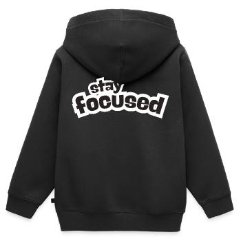 Restez concentré - Sweat Premium à capuche zippé enfant bio - noir - Dos - AI Model Kid Male (0cm)