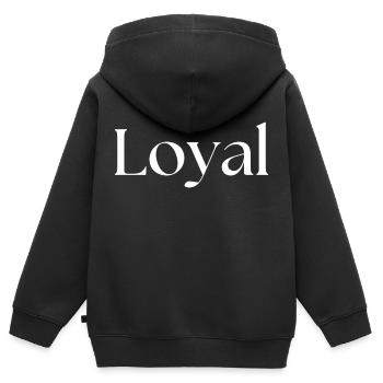 Loyal Loyalität - Kinder Premium Organic Zip Hoodie - Schwarz - Hinten - AI Model Kid Male (0cm)