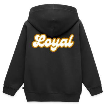 Loyal Loyalität - Kinder Premium Organic Zip Hoodie - Schwarz - Hinten - AI Model Kid Male (0cm)