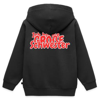 Ich bin die grosse Schwester - Kinder Premium Organic Zip Hoodie - Schwarz - Hinten - AI Model Kid Male (0cm)