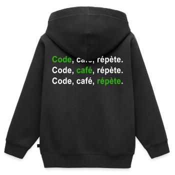 GEEK HUMOR LUSTIGER WITZ 2 - Kinder Premium Organic Zip Hoodie - Schwarz - Hinten - AI Model Kid Male (0cm)