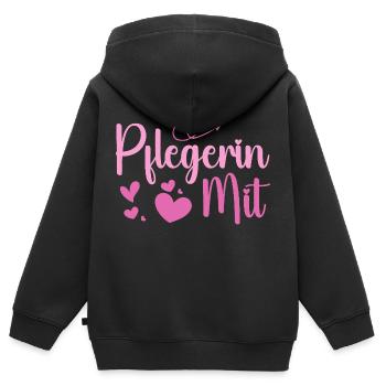 Pflegerin - Herz Symbol - Pflegefachfrau - DANKE - Kinder Premium Organic Zip Hoodie - Schwarz - Hinten - AI Model Kid Male (0cm)