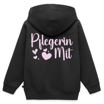Pflegerin - Herz Symbol - Pflegefachfrau - DANKE - Kinder Premium Organic Zip Hoodie - Schwarz - Hinten - AI Model Kid Male (0cm)