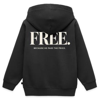 Christliche Freiheit Weil Er Den Preis Zahlte - Kinder Premium Organic Zip Hoodie - Schwarz - Hinten - AI Model Kid Male (0cm)