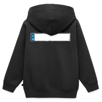 geburtstagnummernschild - Kinder Premium Organic Zip Hoodie - Schwarz - Hinten - AI Model Kid Male (0cm)