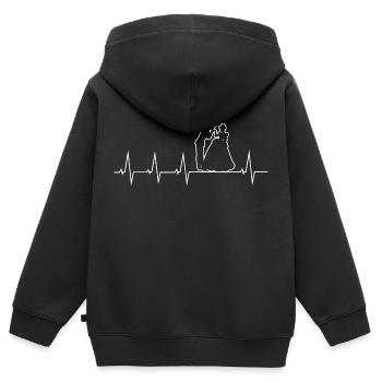 Hochzeit - Brautpaar - Heartbeat - Kinder Premium Organic Zip Hoodie - Schwarz - Hinten - AI Model Kid Male (0cm)