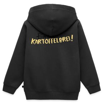 Bahn frei Kartoffelbrei - Kinder Premium Organic Zip Hoodie - Schwarz - Hinten - AI Model Kid Male (0cm)