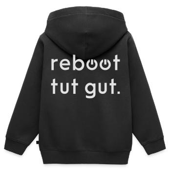 Reboot tut gut Informatiker Geschenk Idee - Kinder Premium Organic Zip Hoodie - Schwarz - Hinten - AI Model Kid Male (0cm)