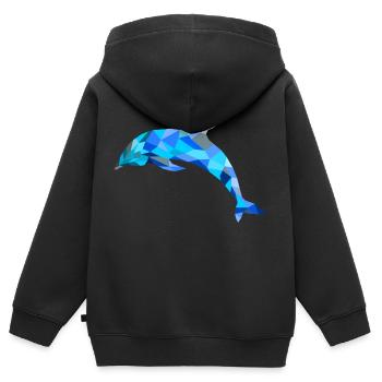 Blauer Delphin - Kinder Premium Organic Zip Hoodie - Schwarz - Hinten - AI Model Kid Male (0cm)