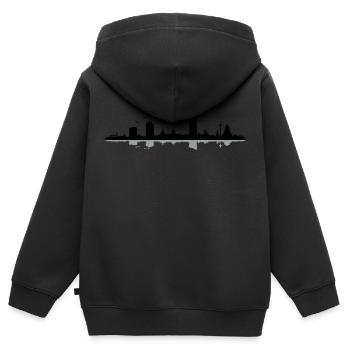 Leipzig Skyline - Sweat Premium à capuche zippé enfant bio - noir - Dos - AI Model Kid Male (0cm)
