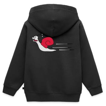 Fast Snail - Kinder Premium Organic Zip Hoodie - Schwarz - Hinten - AI Model Kid Male (0cm)