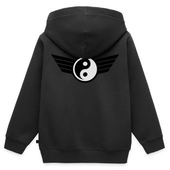 Yin Yang - Sweat Premium à capuche zippé enfant bio - noir - Dos - AI Model Kid Male (0cm)