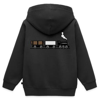 dampflok eisenbahn spielzeug güterzug - Kinder Premium Organic Zip Hoodie - Schwarz - Hinten - AI Model Kid Male (0cm)