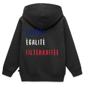 Liberte Egalite Filterkaffee Frankreich Lustig - Kinder Premium Organic Zip Hoodie - Schwarz - Hinten - AI Model Kid Male (0cm)