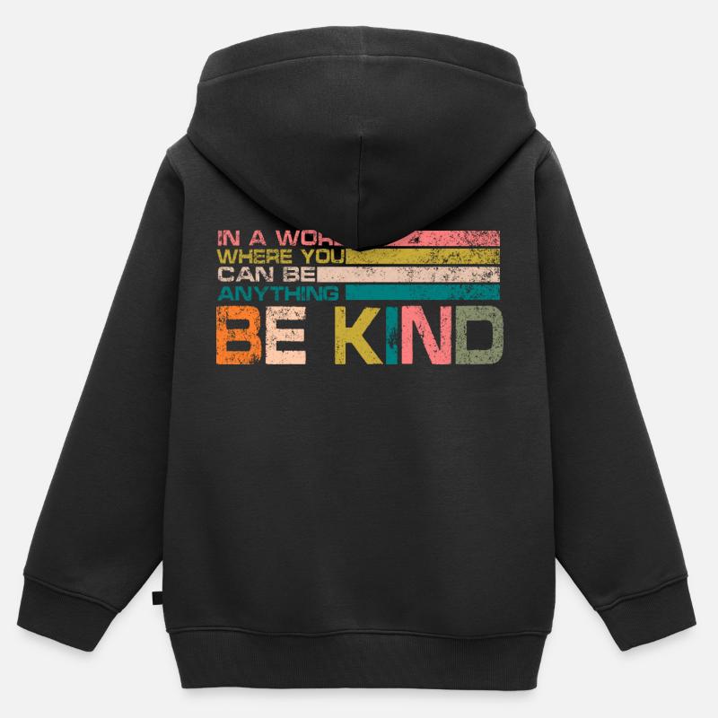 be kind - Kinder Premium Organic Zip Hoodie - Schwarz