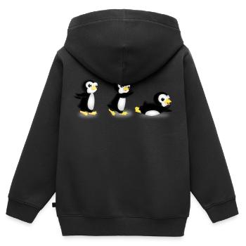 pingurun - Sweat Premium à capuche zippé enfant bio - noir - Dos - AI Model Kid Male (0cm)