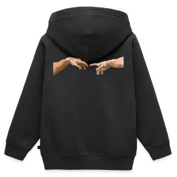 Die Erschaffung Adams Michelangelo - Kinder Premium Organic Zip Hoodie - Schwarz - Hinten - AI Model Kid Male (0cm)