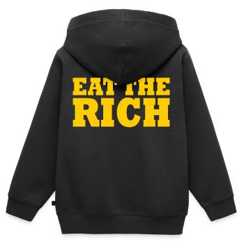 Eat the rich - Kids Premium Organic Zip-up Hoodie - black - Back - AI Model Kid Male (0cm)