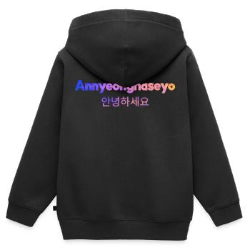 Koreanisch Sprache Begrüßung - Kinder Premium Organic Zip Hoodie - Schwarz - Hinten - AI Model Kid Male (0cm)