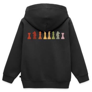 Schach Schachspiel Chess Retro - Kinder Premium Organic Zip Hoodie - Schwarz - Hinten - AI Model Kid Male (0cm)