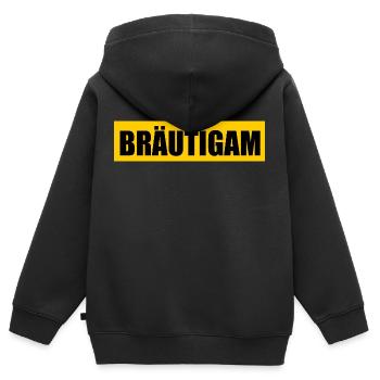 bräutigam - Kinder Premium Organic Zip Hoodie - Schwarz - Hinten - AI Model Kid Male (0cm)