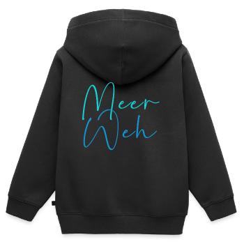 meerweh,meerweh,fernweh,blau,schrift - Kinder Premium Organic Zip Hoodie - Schwarz - Hinten - AI Model Kid Male (0cm)