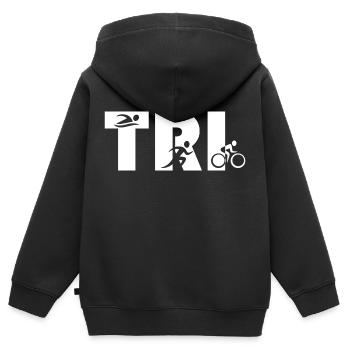 triathlon - Kinder Premium Organic Zip Hoodie - Schwarz - Hinten - AI Model Kid Male (0cm)