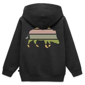 waldbewohner wildschwein aus dem wald eber-sunset - Kinder Premium Organic Zip Hoodie - Schwarz - Hinten - AI Model Kid Male (0cm)