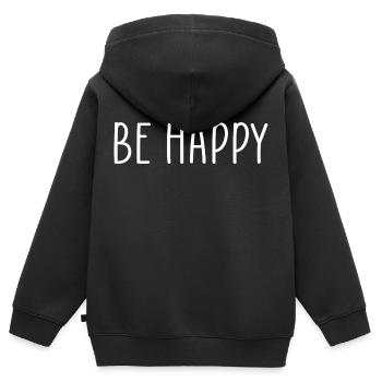 Sois heureux - Sweat Premium à capuche zippé enfant bio - noir - Dos - AI Model Kid Male (0cm)