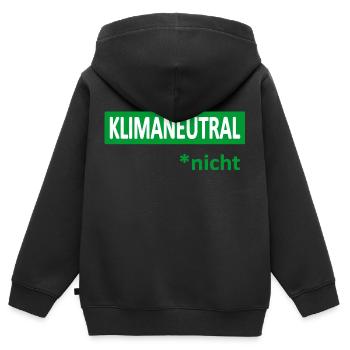Klimaneutral*nicht-Satire-Humor-Ironie-Klima - Kinder Premium Organic Zip Hoodie - Schwarz - Hinten - AI Model Kid Male (0cm)