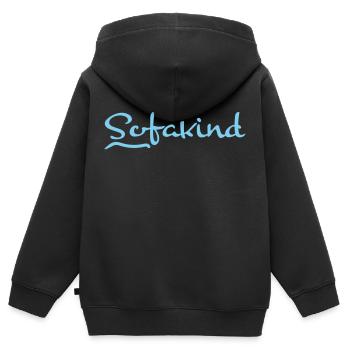 Couch chillen - Kinder Premium Organic Zip Hoodie - Schwarz - Hinten - AI Model Kid Male (0cm)