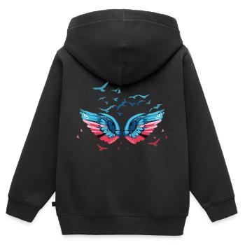 engelsflügel,flügel,angelwings,vogelschwarm,vögel - Kinder Premium Organic Zip Hoodie - Schwarz - Hinten - AI Model Kid Male (0cm)