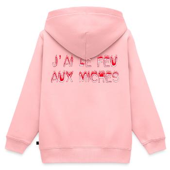 feu - Sweat Premium à capuche zippé enfant bio - rose - Dos - AI Model Kid Female (0cm)