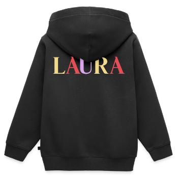 Name Spanierin Laura - Kinder Premium Organic Zip Hoodie - Schwarz - Hinten - AI Model Kid Male (0cm)