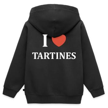 i love tartines - Sweat Premium à capuche zippé enfant bio - noir - Dos - AI Model Kid Male (0cm)