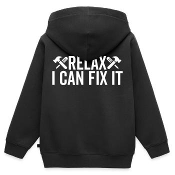 Entspann dich, ich kann es reparieren - Kinder Premium Organic Zip Hoodie - Schwarz - Hinten - AI Model Kid Male (0cm)