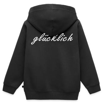 glücklich - Kinder Premium Organic Zip Hoodie - Schwarz - Hinten - AI Model Kid Male (0cm)