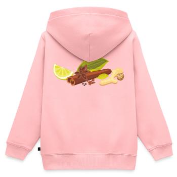 Épices pour le thé masala - Sweat Premium à capuche zippé enfant bio - rose - Dos - AI Model Kid Female (0cm)