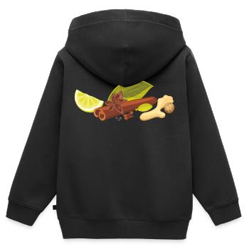 Gewürze für Masala Tee - Kinder Premium Organic Zip Hoodie - Schwarz - Hinten - AI Model Kid Male (0cm)