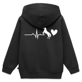 Ich liebe mein Pferd Reitsport Pferdeliebe - Kinder Premium Organic Zip Hoodie - Schwarz - Hinten - AI Model Kid Male (0cm)