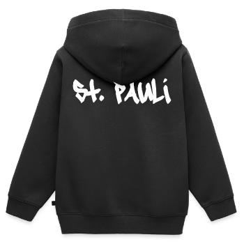 Sankt Pauli Hamburg St. Pauli - Kinder Premium Organic Zip Hoodie - Schwarz - Hinten - AI Model Kid Male (0cm)