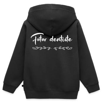 Futur dentiste - Sweat Premium à capuche zippé enfant bio - noir - Dos - AI Model Kid Male (0cm)