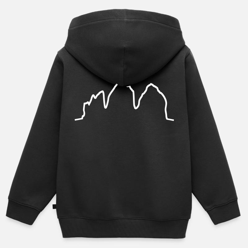 Trois sommets Tyrol du Sud - Sweat Premium à capuche zippé enfant bio - noir