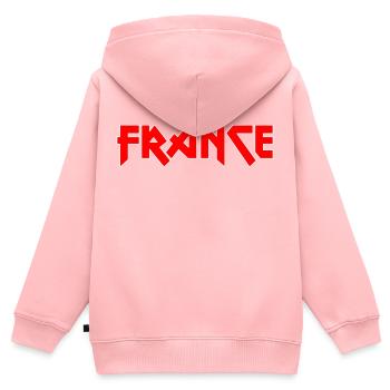 Modisches Heimat FRANCE Metal-Design - Kinder Premium Organic Zip Hoodie - Rosa - Hinten - AI Model Kid Female (0cm)